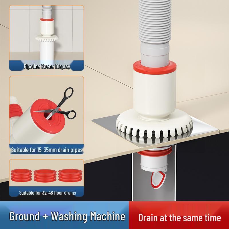 Three-Way Anti-Odor Drain Pipe Connector for Washing Machines