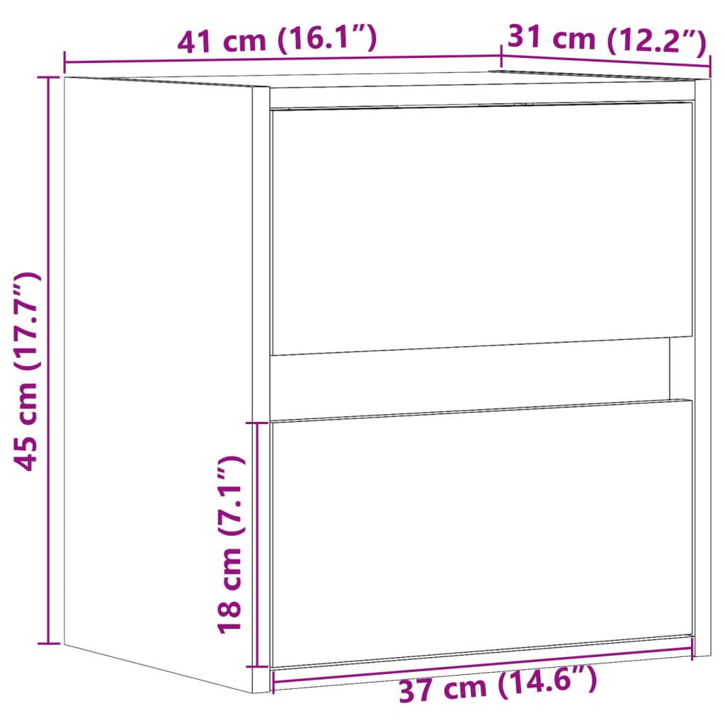 TV Wall Cabinet with LED Lighting Oak Effect 41 x 31 x 45 cm