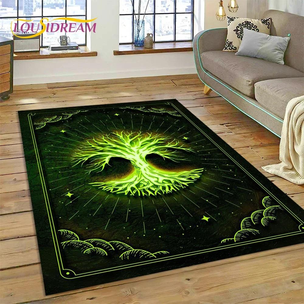 Nordic Mythology Yggdrasil Nature Tree of Life Carpet Rug for Home Living Room Bedroom Sofa Doormat Decor,kid Non-slip Floor Mat