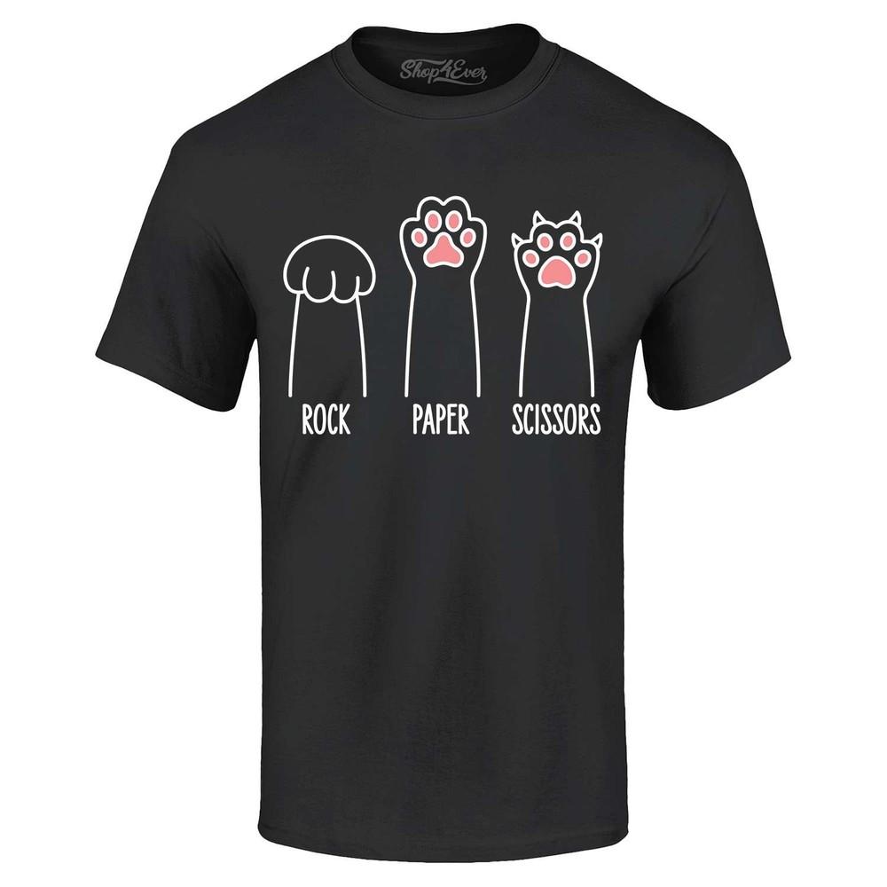 

Rock Paper Scissors T-shirt Hand Game Cat Paws Cute Shirt L
