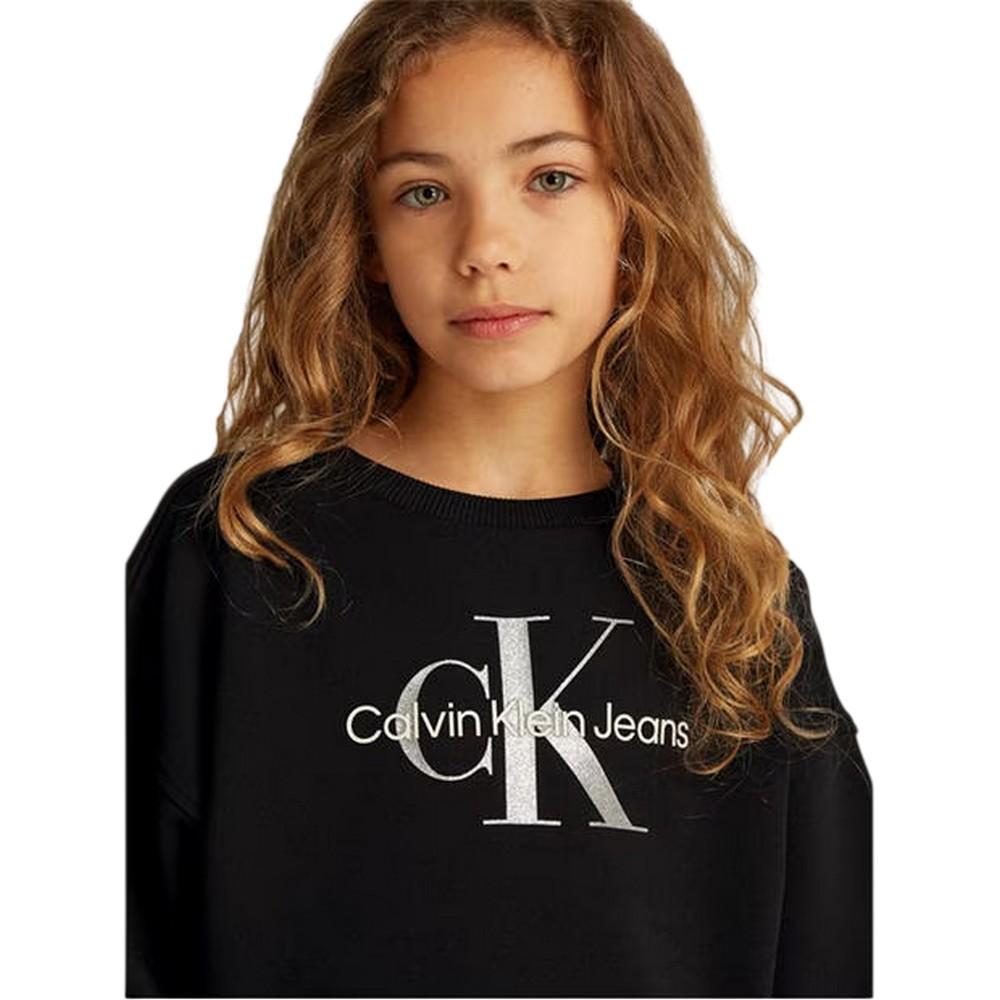 Calvin Klein Childrens/Kids Glitter Logo Regular Crop Sweatshirt