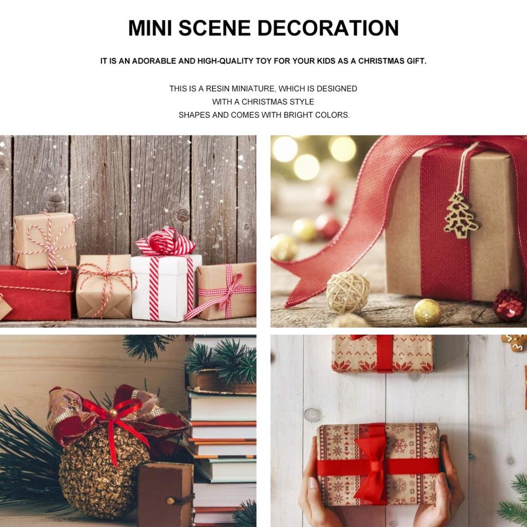 DOITOOL 60 Pieces Miniature Christmas Ornaments, Handmade Resin Figurines, Decorative Tabletop Ornaments for Bonsai, Potted Plants, Gardening Props,
