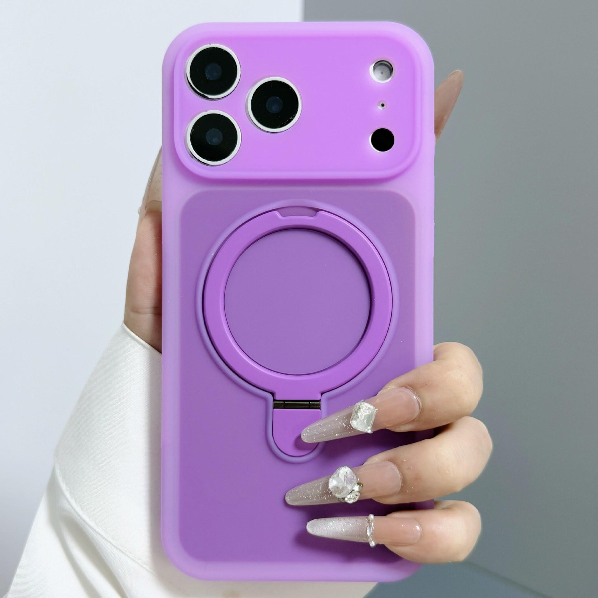 

Liquid Silicone Magnetic Bracket Case with Integrated Buttons for iPhone 17 Pro Max iPhone 16 Pro Max