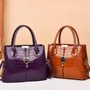 Bright Leather Portable Women's Bag New Fashion Mother Bag Large Capacity Embossed Shoulder Crossbody Women's Bag