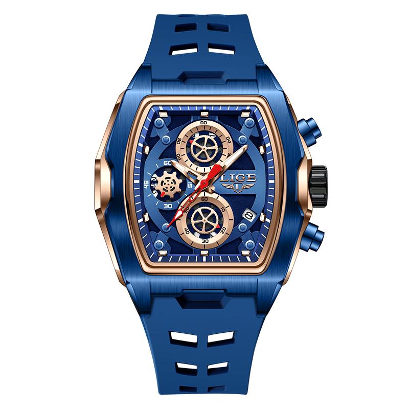 LIGE Men Sport Watch Fashion Chronograph Quartz Wristwatch Silicone Strap Luminous Date Waterproof Male Clock Relogio Masculino