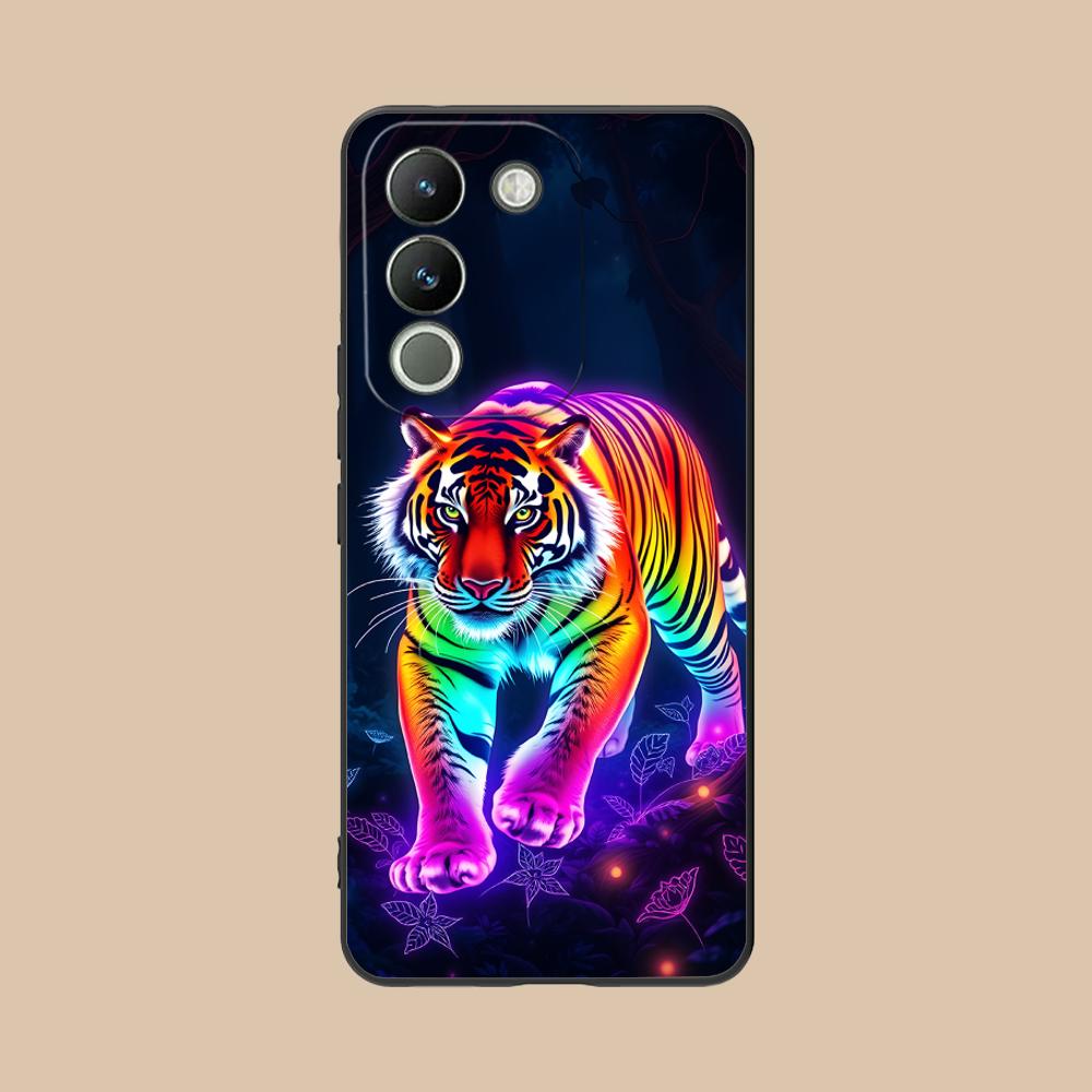 Tiger Neon Mobile Cell Phone Case for VIVO V60 V50 V40 V30 V29 V27 V25 V23 Pro Lite 5G Colorful Printing Cover Cover Smartphone