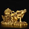 Pure Copper Ox Pulling Treasure Pot Statue Wealth Golden Ox with Cart Full of Gold Ingots, Chinese Zodiac Lucky Animal CraftGift