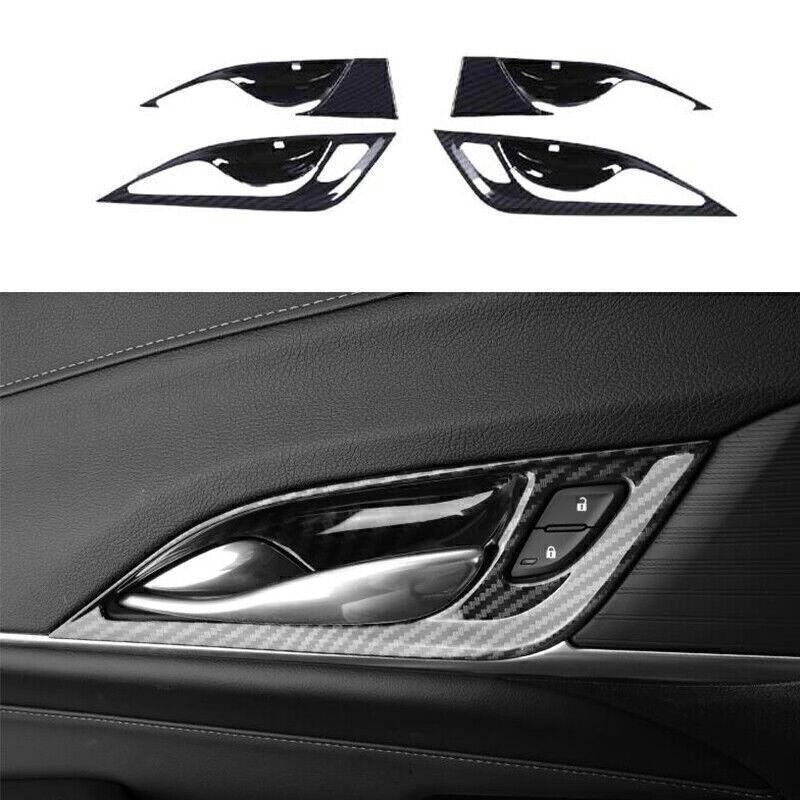For Cadillac CT4 CT4-V 2020-24 Carbon Fiber Inner Door Handle Bowl Cover Trim 4x