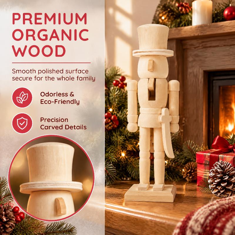 18Cm Unfinished Wooden Nutcracker Blank Soldier Doll With Paint Brush Pigment Diy Painting Craft For Christmas Home Decoration