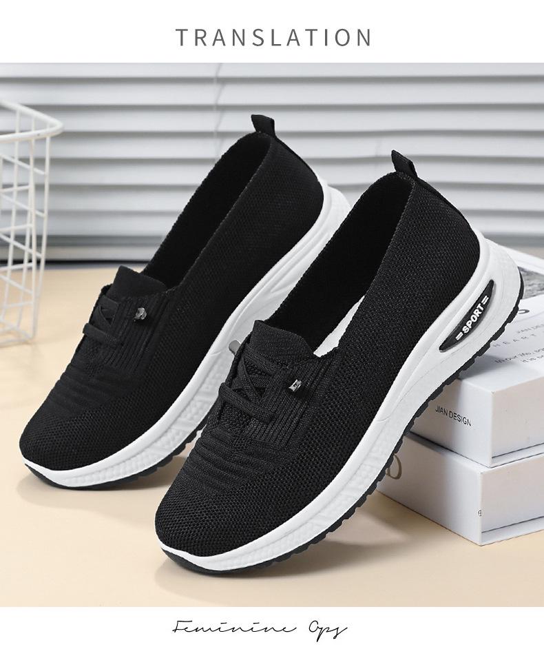 Women's Soft Sole Flat Shoes - Comfortable Fly-Knit for Middle-Aged & Elderly