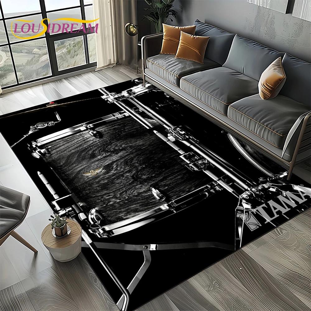 3D Music Instruments Drum Kit Drum Set Carpet Rug for Living Room Bedroom Home Sofa Decoration,Kids Area Rug Non-slip Floor Mat