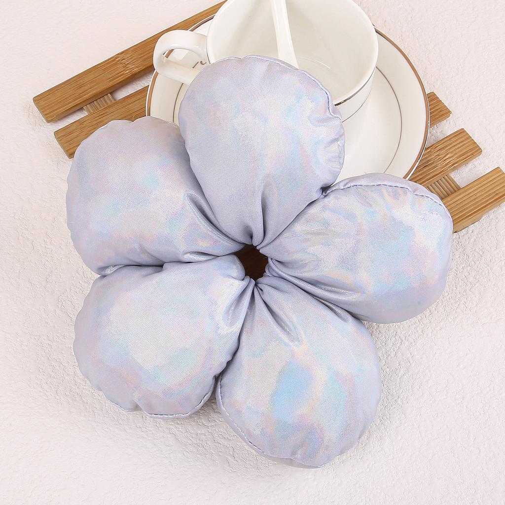 Koreanischer Übertriebener Übergroßer Silbriger Schwarzer Blume Scrunchie Kopfschmuck Frauen Mädchen Trendiges Design Elastisches Haarband Accessoires