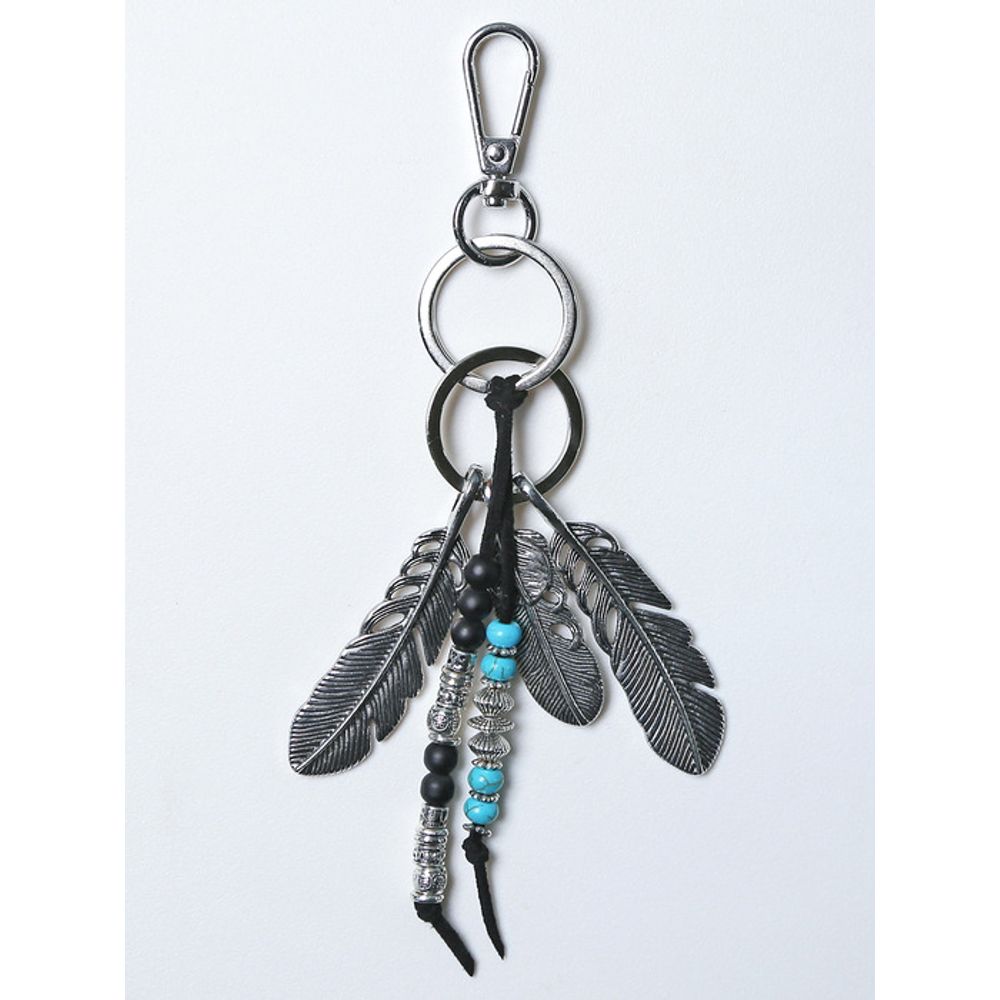 KND Navajo Feder & Perlen Schlüsselanhänger schwarz