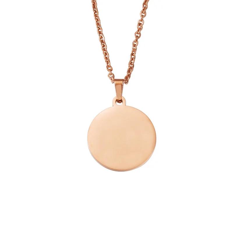 Blank Round Discs Pendant Necklaces Gold Plated Chain Necklaces For DIY Custom Name Logo Women's Men's Jewelry