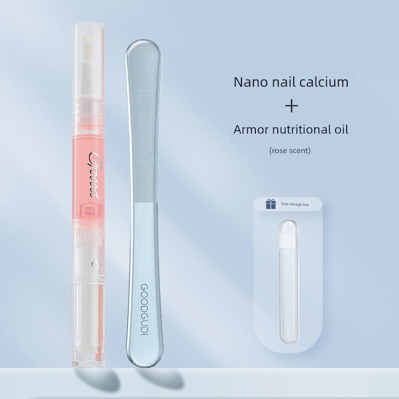 Gudi Double-Headed Nano Glass Nail File Polishing Tool, Specialized Nail Care Strip, Advanced Nail Art Tool Nail File + Nail Care Oil