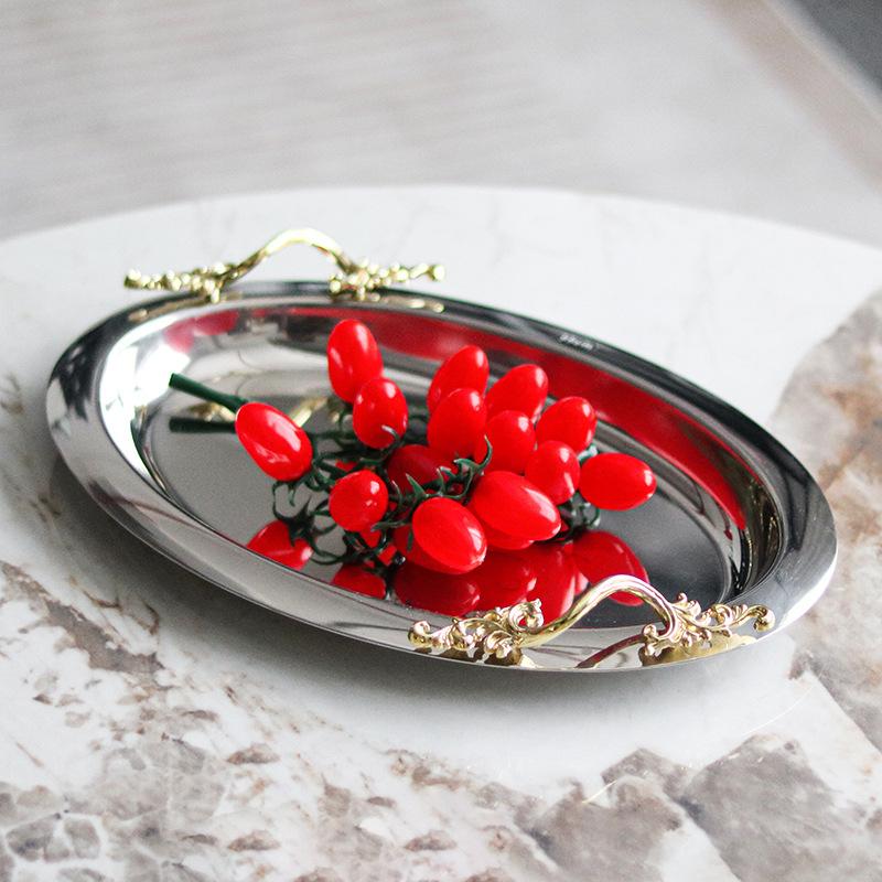 Stainless Steel Mirror Fruit Tray, Dining Table Decoration Storage Tray, Dessert Tray, Home Decoration, Scandinavian Style
