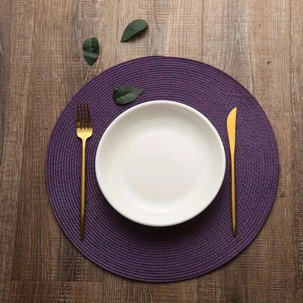 6 st Handvävda Bordstabletter Enfärgade Runda Grytunderlägg För Matsalsbordsdekoration Halkfria Kaffekoppsunderlägg Kökstillbehör