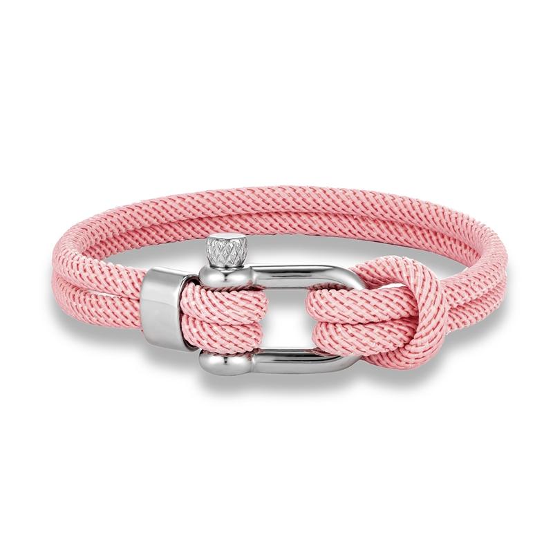 Minimalist Nautical Rope Bracelet Double Strand Stainless Steel U-Shape Shackle Buckle Survival Jewelry for Men Women