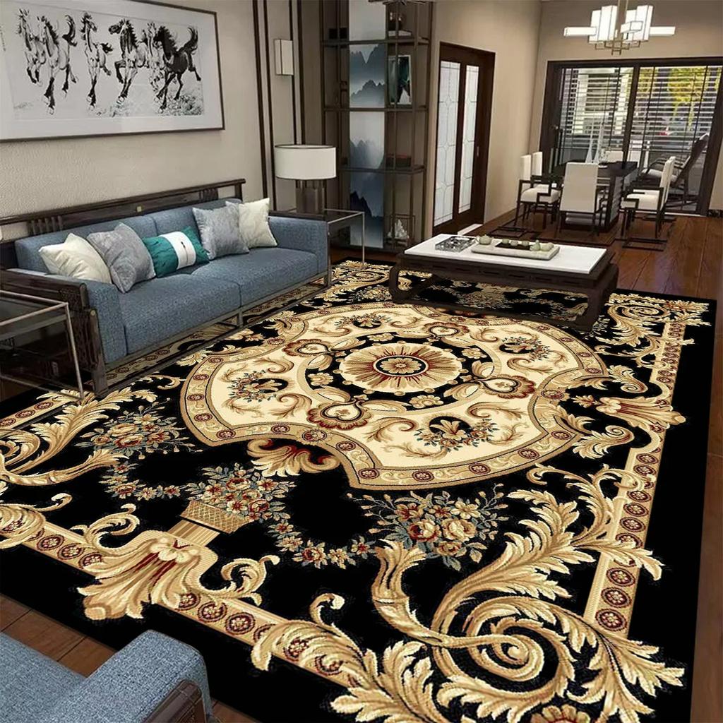 Red Gold High-end Luxury Carpet Living Room Large Area Rug Europe and America Home Decoration Bedroom Rug Washable Floor Mat