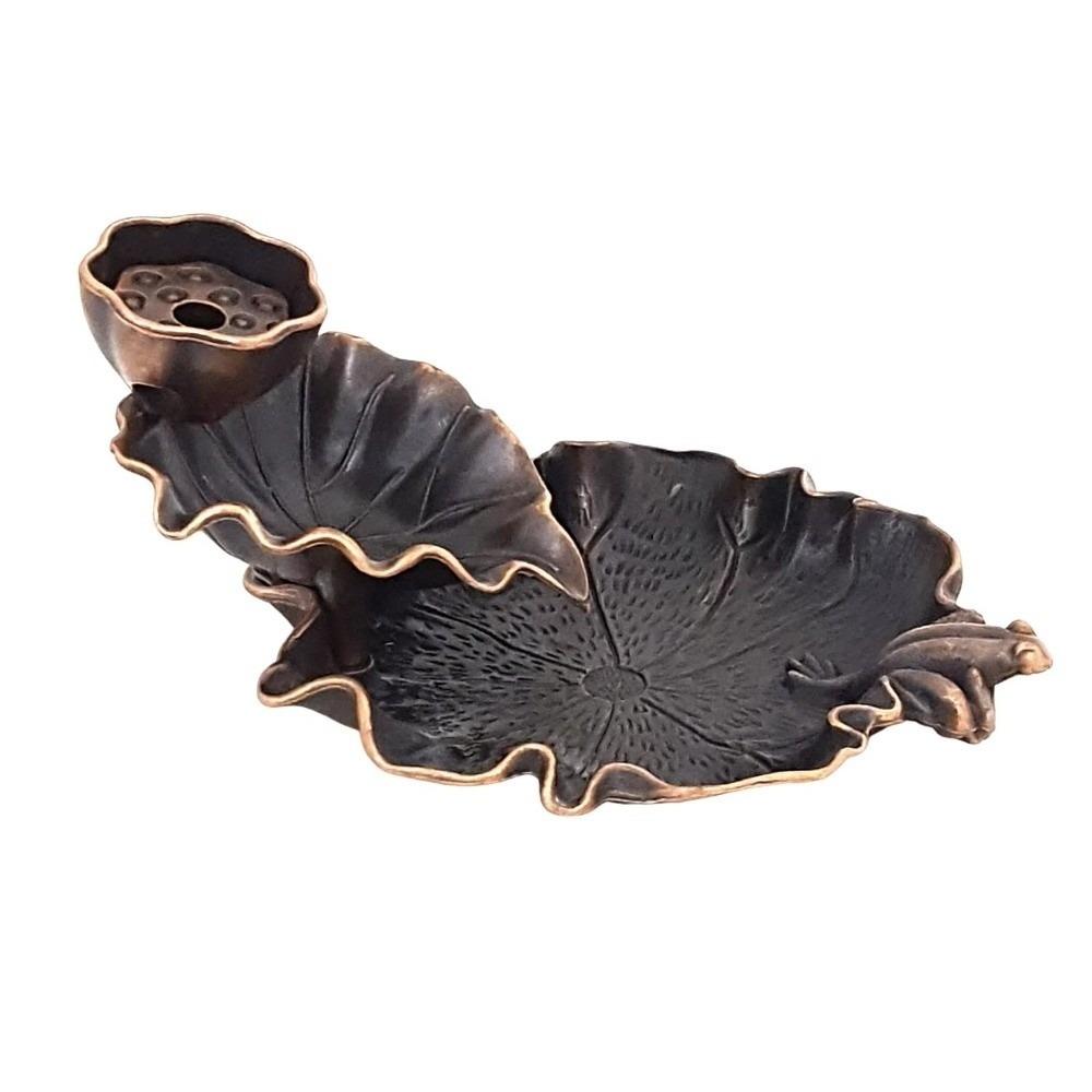 New Mini Incense Burner Chinese Decorative Alloy Material Lotus Leaf Frog Incense Burner Counter Current Home Decoration