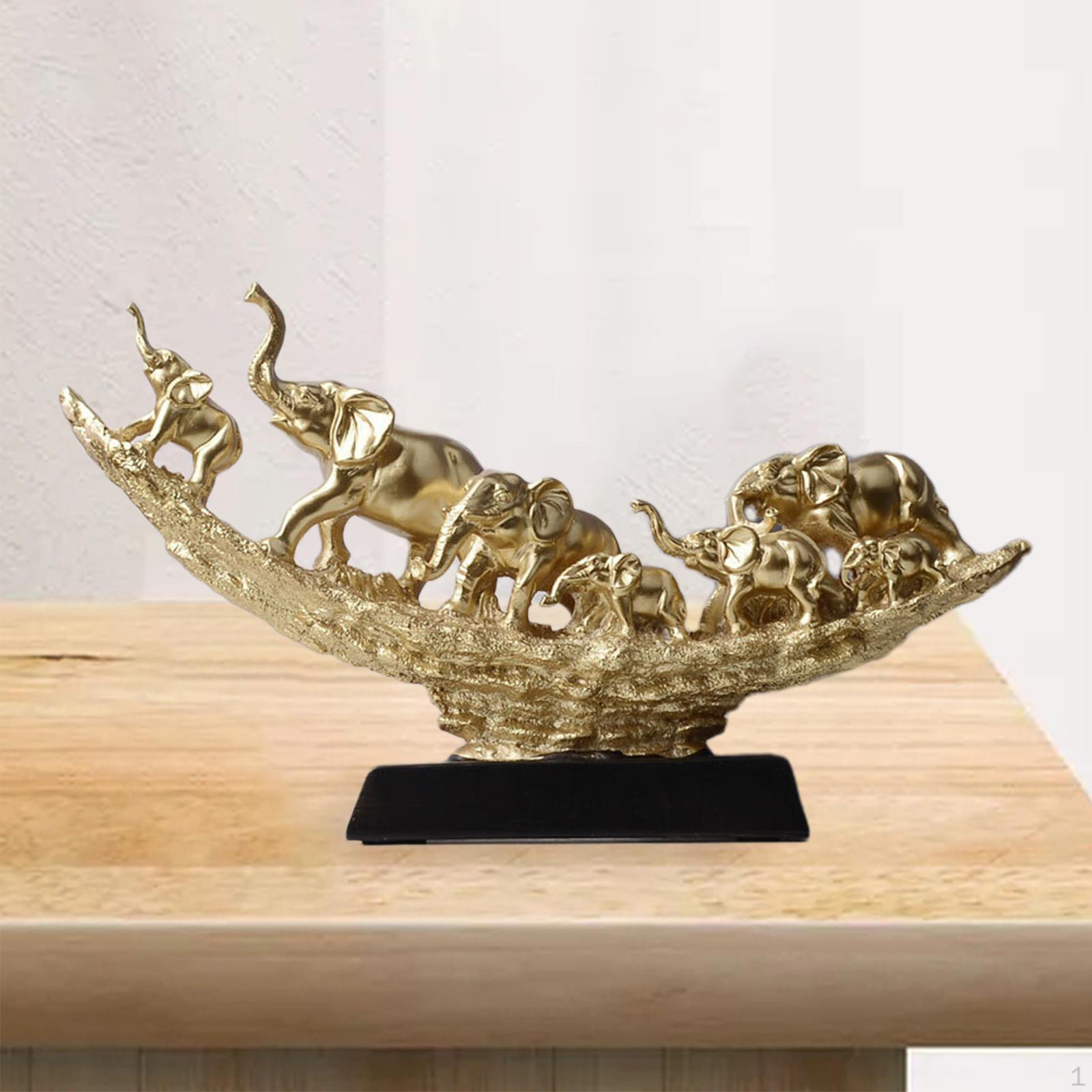 

Elephant Statue Resin Figurine Birthday Gift Animal Sculpture Tabletop Ornament for Table