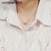 Emporio Armani Fashion Simple Trendy Double Ring Diamond Inlaid Stainless Steel Necklace Women necklace Rose-Gold EGS3004221
