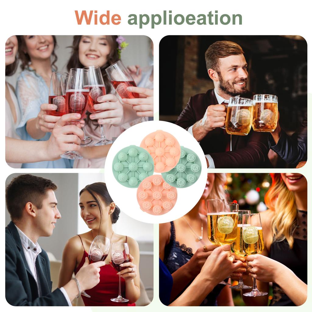 Rose Shaped, Ice Grid Silicone Mold, Food Grade, Frozen Ice Grid, Whiskey Ice Maker Mold