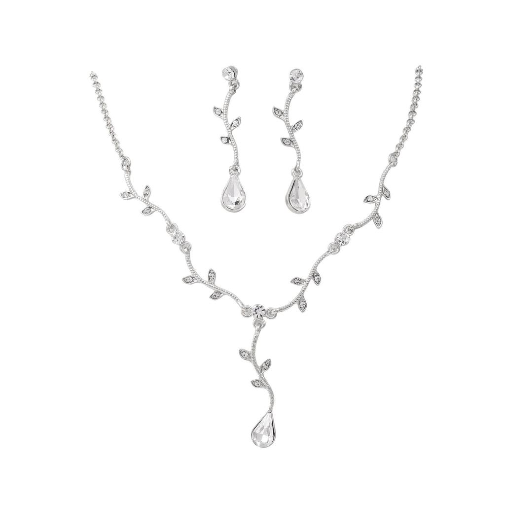 High-End European & American Water Drop Jewelry Set: Cross Necklace, Earrings, Bracelet - Elegant Bridal Banquet Accessories