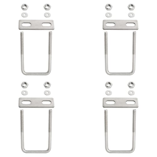Aopin Square U-Bolts, 1.77" (45 Mm) Inner Width U-Bolt Brackets, 304 Stainless Steel, M6 Nuts, Plates, and Washers for Automotive/Car/Trailer Bumpers,