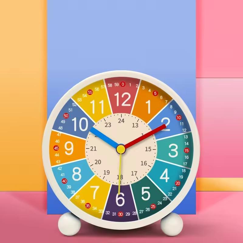 Early Learning Desktop Alarm Clock Children Wake Up Alarm Clock to Tell Time Living Room Bedroom Silent Desktop Clock
