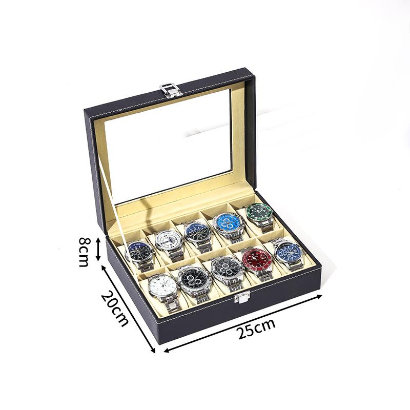 Delesys 2/3/4/5/6/8/9/10/12/20 Slots Household Multi Functional Watch And Jewelry Storage Box Pu Leather Watch Display Case