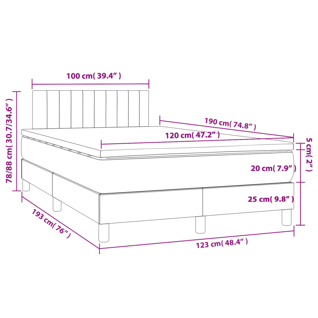 Box Spring Bed with Mattress Taupe 120 x 190 cm Fabric