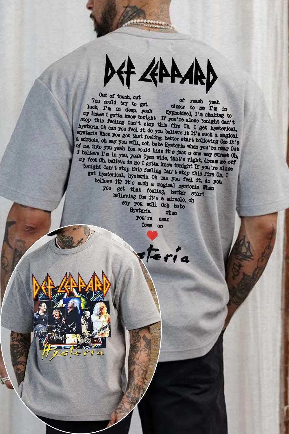 

2026 Unisex Clothing Cotton Normcore Tshirt Def Leppard Band Hipster Retro Streetwear Unisex Fashion Oversized Women s Casual Shirt XXXL коричневий