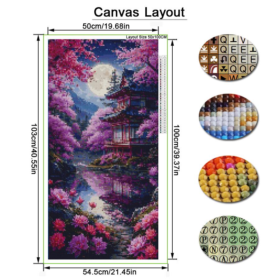 Moon Attic Scenery Large Size Diamond Painting New Collection Castle Waterfall Diy Full Drill Rhinestone Embroidery Mosaic Cross Stitch Kits