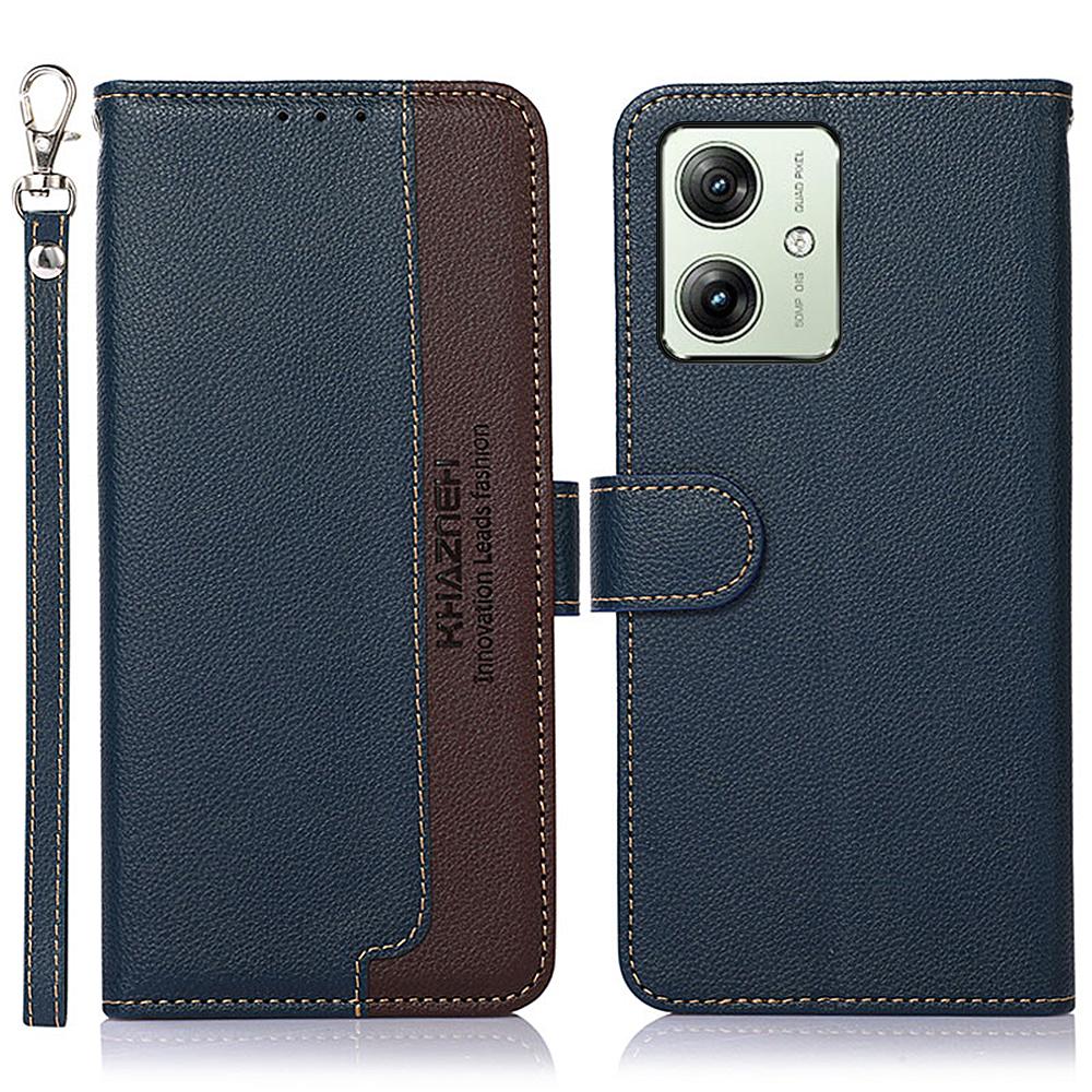 

For Motorola Moto G64 5G Wallet Case RFID Blocking Leather Phone Cover Blue
