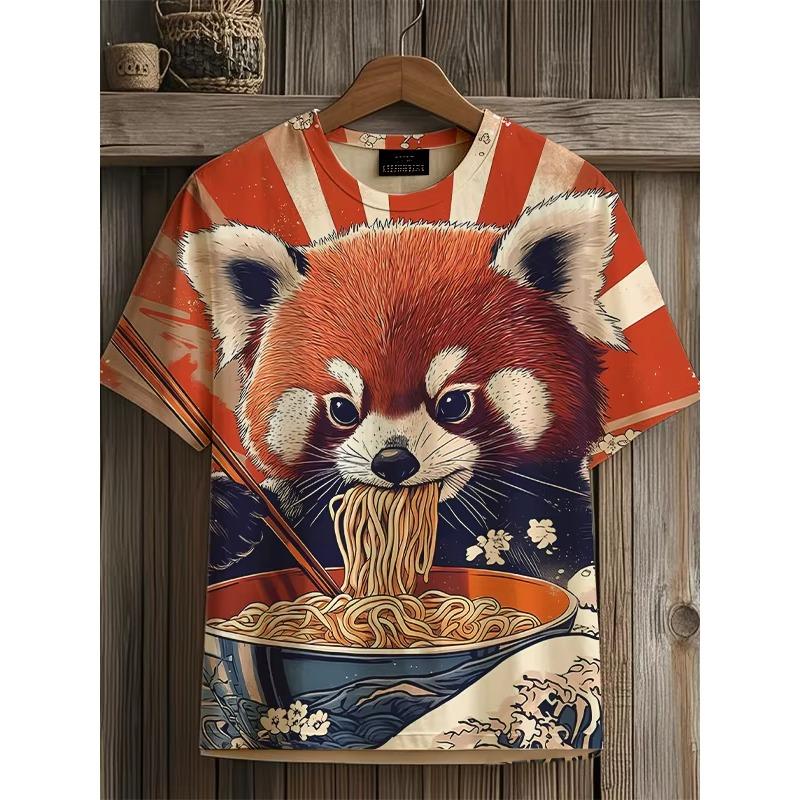 T-shirt da uomo estiva con stampa animale 3D e girocollo
