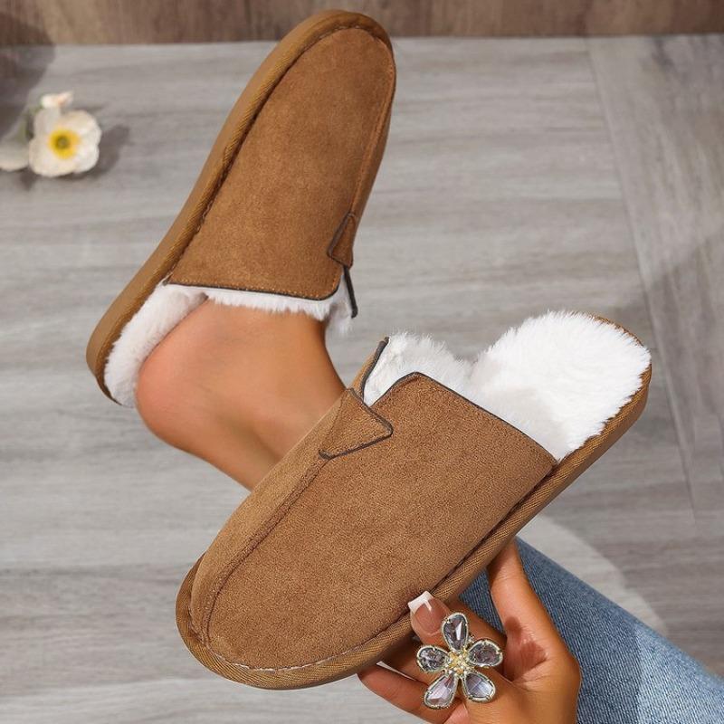 Large size bag head flat-bottomed slippers for women's autumn and winter new warm and light cotton shoes for women