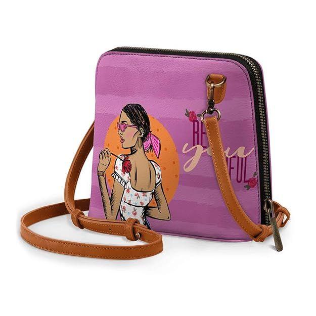 Trapeze Sling Crossbody kabelka pro dívky a ženy | Vyrobeno z odolného materiálu veganské kůže | Pečlivě ručně vyráběné | Zavírání na zip