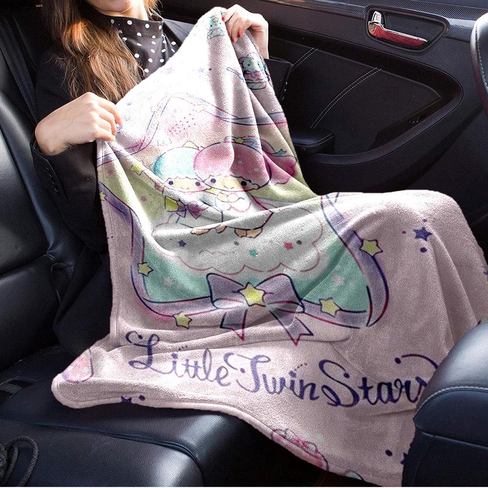 1pc Little Twin Stars Cute Cartoon Character Home Decor Blanket - Seasonal Universal Cozy Washable Gift, Suitable for All Ages, Suitable for