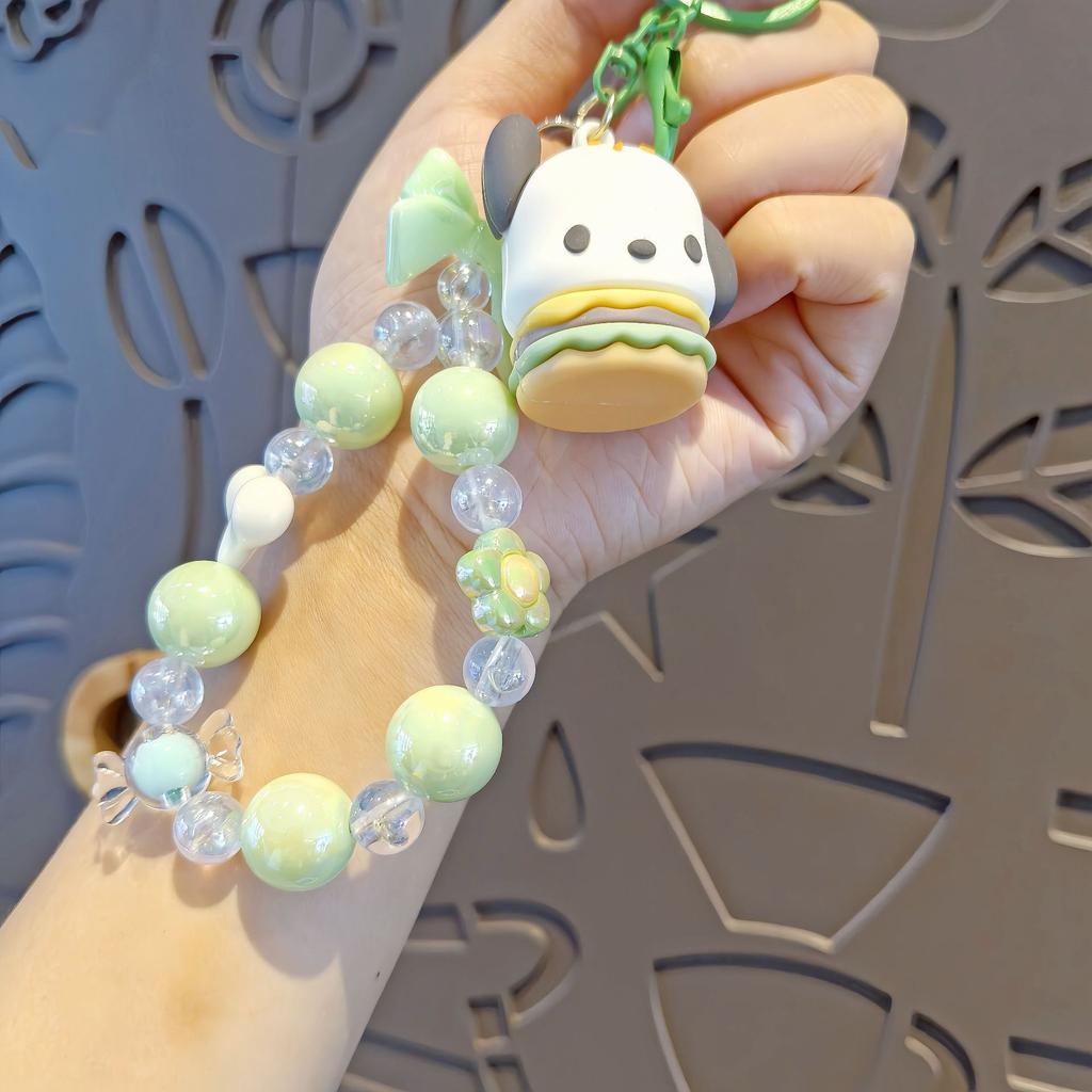 Sanrio Cute Melody Hello Kitty Kuromi Cinnamorol Acrylic Keychain Hand Chain Phone Strap Fashionable Jewelry Accessory