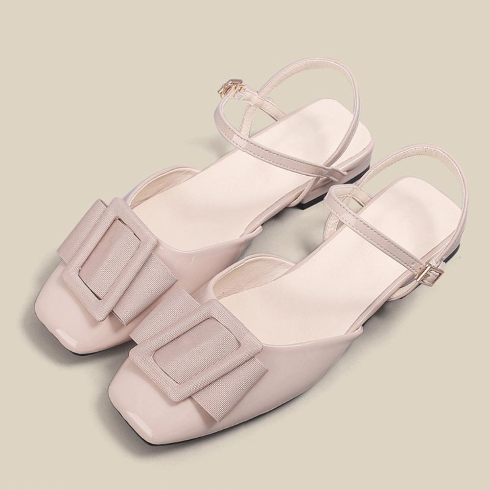 Fashion Elegant French Style Bow Women's Sandals Summer 2025 New Red Mary Jane Shoes Thick Heel Wedding Shoes Polyurethane Face Material