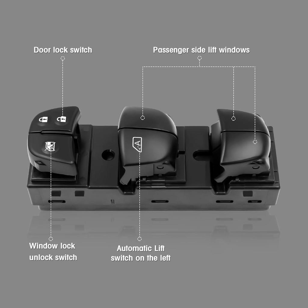 Driver Side Master Power Window Switch Compatible With Nissan Juke 2011-2017, Nissan Tiida/Sylphy 2012-2016, Nissan Altima/Sentra/Leaf/Rogue