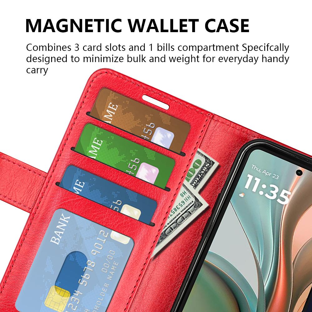 Dla Motorola Moto G75 5G Etui Portfelowe Tekstura Crazy Horse Podstawka Skórzane Etui na Telefon