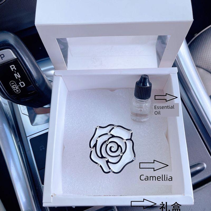 

Camellia Flower Bear and Rabbit Car Air Freshener Cartoon Solid Fragrance Car Perfume Diffuser Stone Air Vent Clip Ornament Camellia+Essential Oil+Gift Box