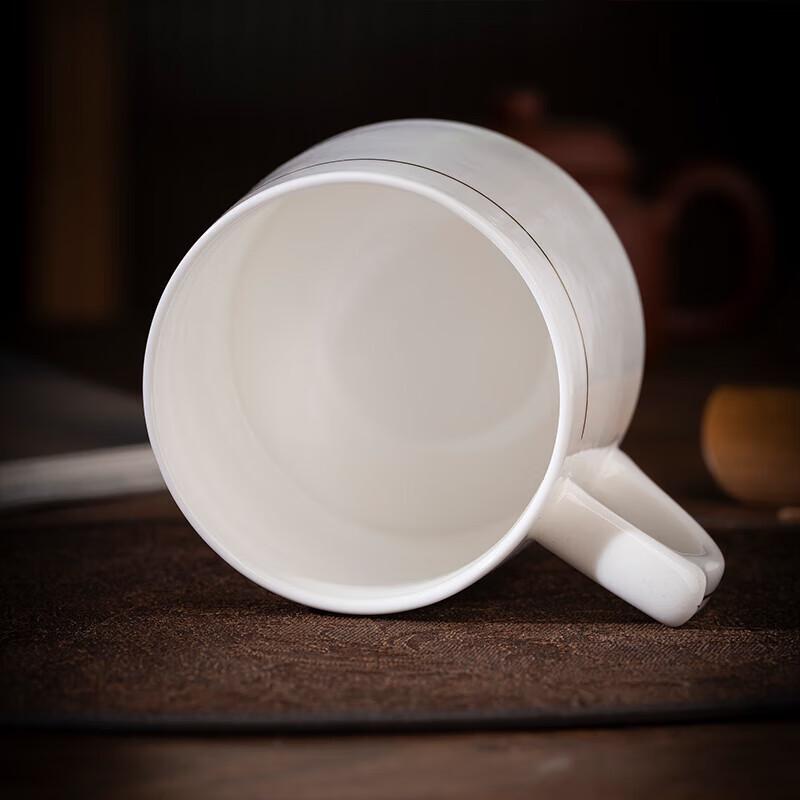 260ml Ceramic Teacup with Lid and Gold Rim