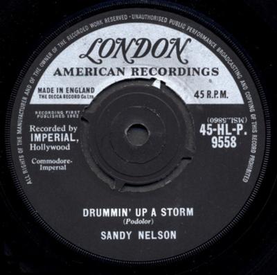 7inch Record SANDY NELSON - Drummin' Up A Storm 45HLP9558 London Records 1962 UK Rock Used