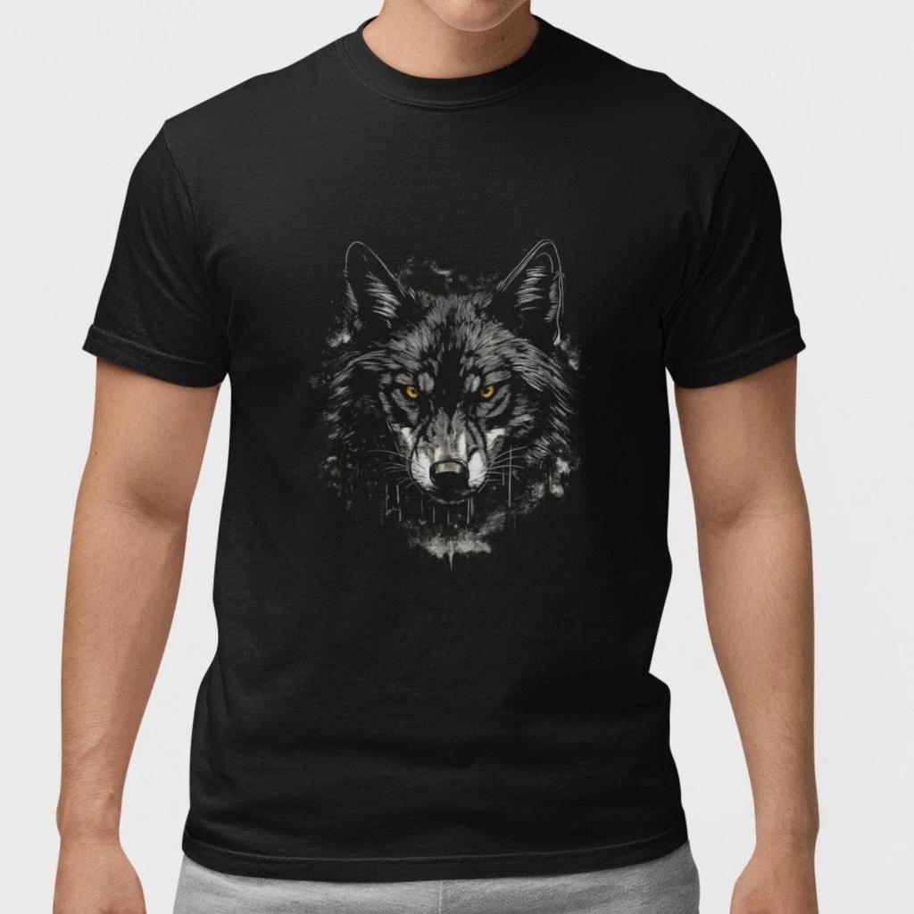 Wolf Head Graphic T Shirt Dark Animal Art Wild Wolf Design Unisex Tee