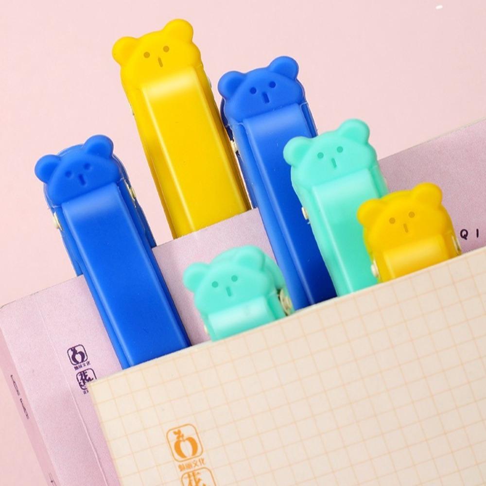 1/3 Pcs Cute Bear Bookmark Clip Automatically Follows Stationery Supplies Book Markers Silicone Notebook Page Divider
