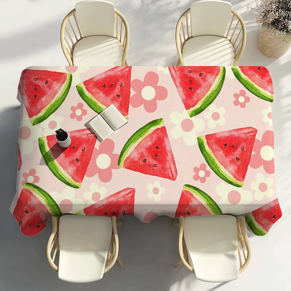 Pink Watermelon Fruit Table Cloth Party Decor Dining Room Home Kitchen Patios Waterproof Stain-Proof Table Cloth