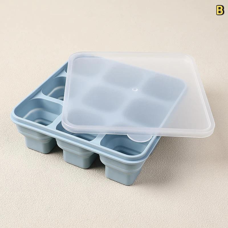 Silicone Ice Cube Trays With Lids, Bpa-Free Flexible Ice Cube Molds, Reusable Foldable Ice Trays For Whiske , Cocktails, Coffee синий